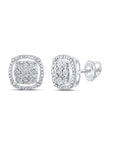 Aros punto de luz cluster halo diamantes 0,10 ct plata 925