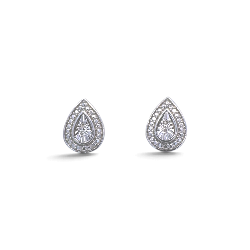 Aros stud Sophia Schneider Joyas en plata 925 con diamantes corte brillante en forma de pera de 7x10 mm