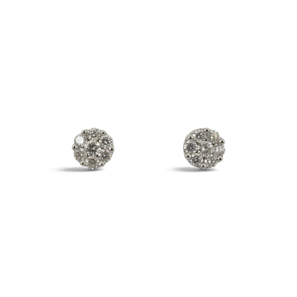 Aros stud diamantes 0,25 ct Flor plata