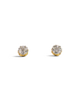 Aros stud diamantes 0,25 ct Flor plata enchapada