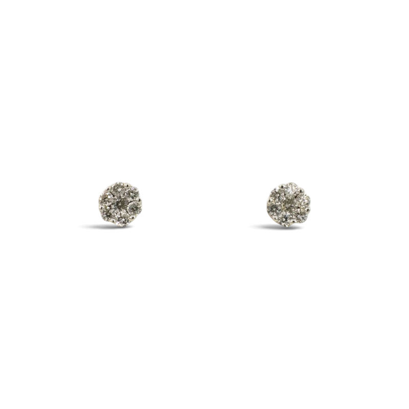 Aros stud Sophia Schneider Joyas en forma de flor de plata 925 con diamantes corte brillante de 0,17 ct
