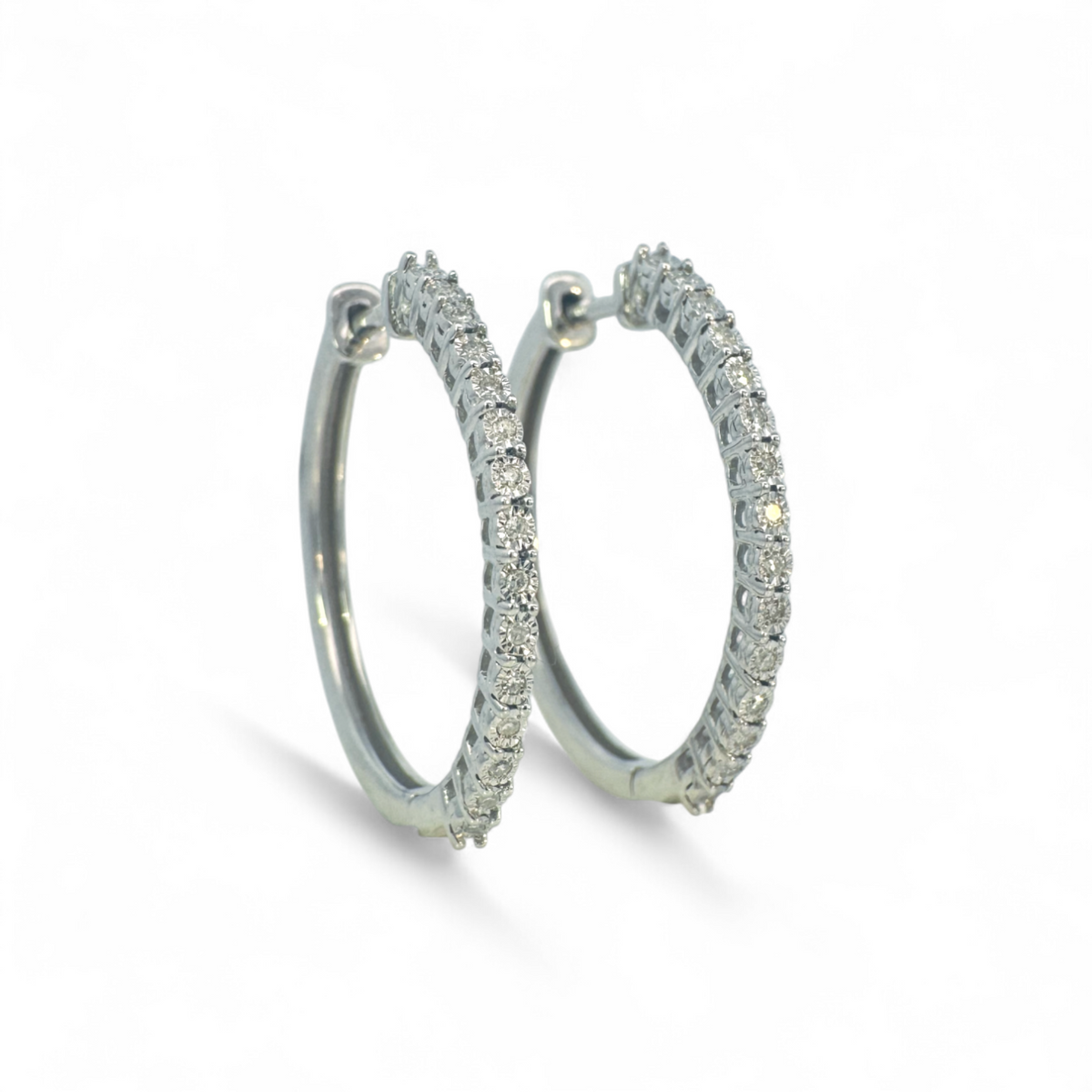 Aros Argollas Diamantes 0,125 ct 2,5 cm Plata