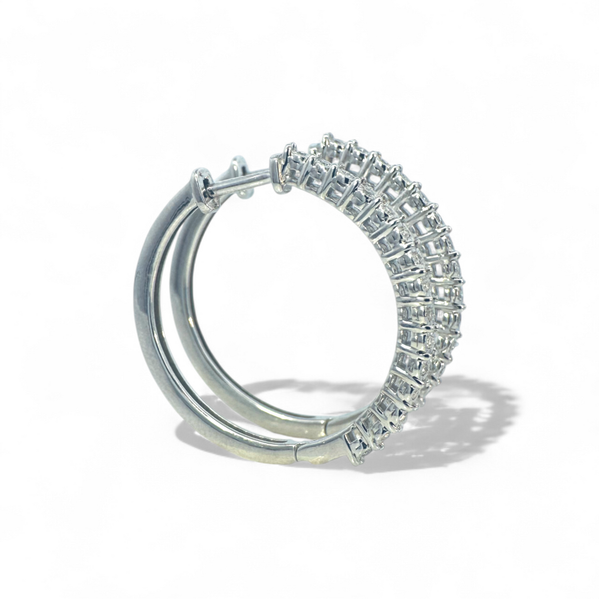 Aros Argollas Diamantes 0,125 ct 2,5 cm Plata