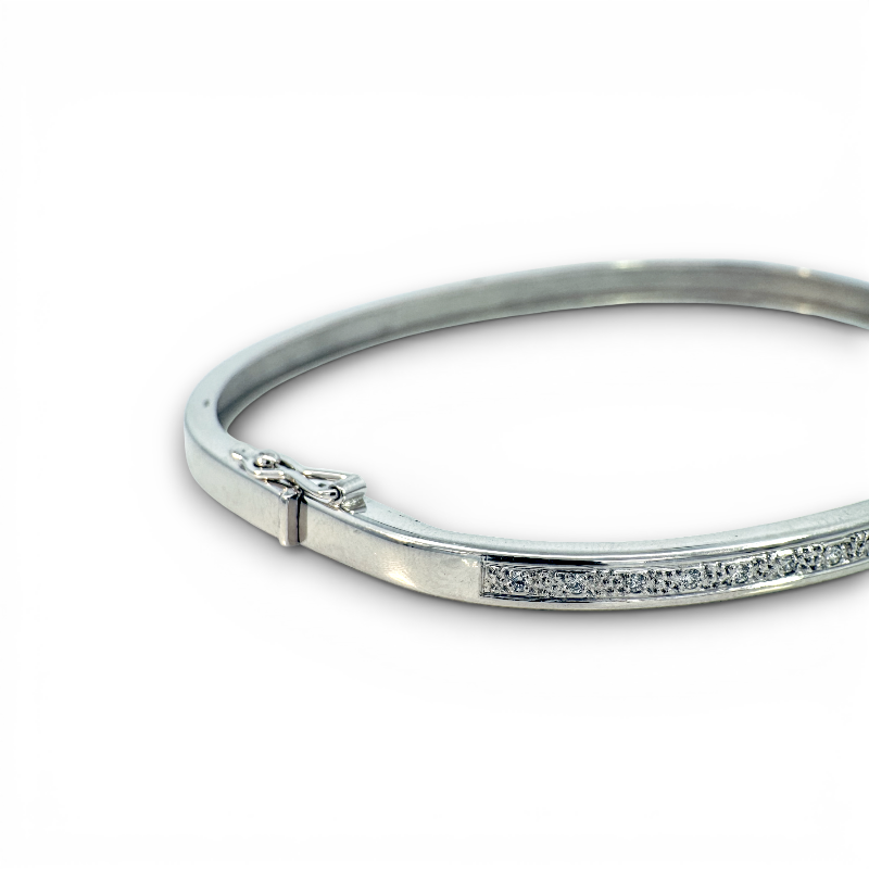 Pulsera esclava rectangular con brillantes oro blanco 18K