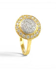 Anillo solitario diamante halo cluster oro 18K