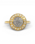 Anillo solitario diamante halo cluster oro 18K