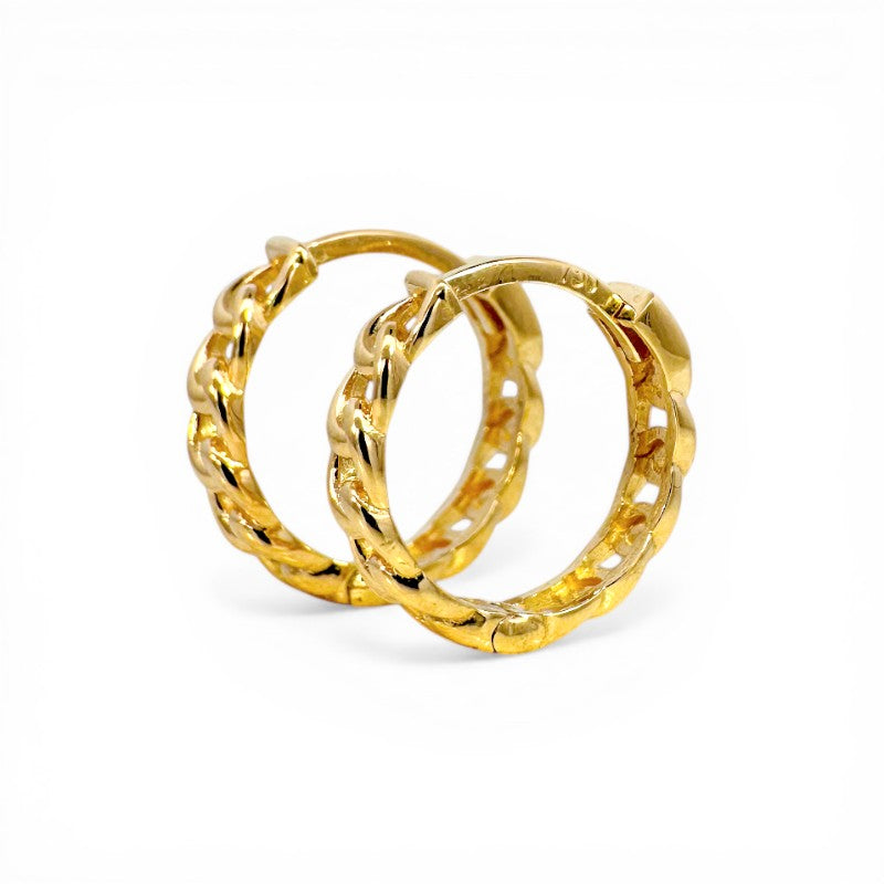 Aros argollas cadena 15 mm oro 18K