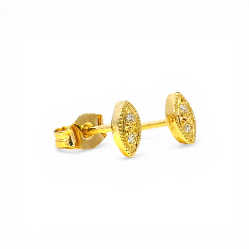 Aros mini ovales con brillo 7 × 3 mm oro 18K