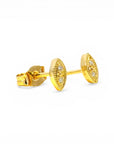 Aros mini ovales con brillo 7 × 3 mm oro 18K