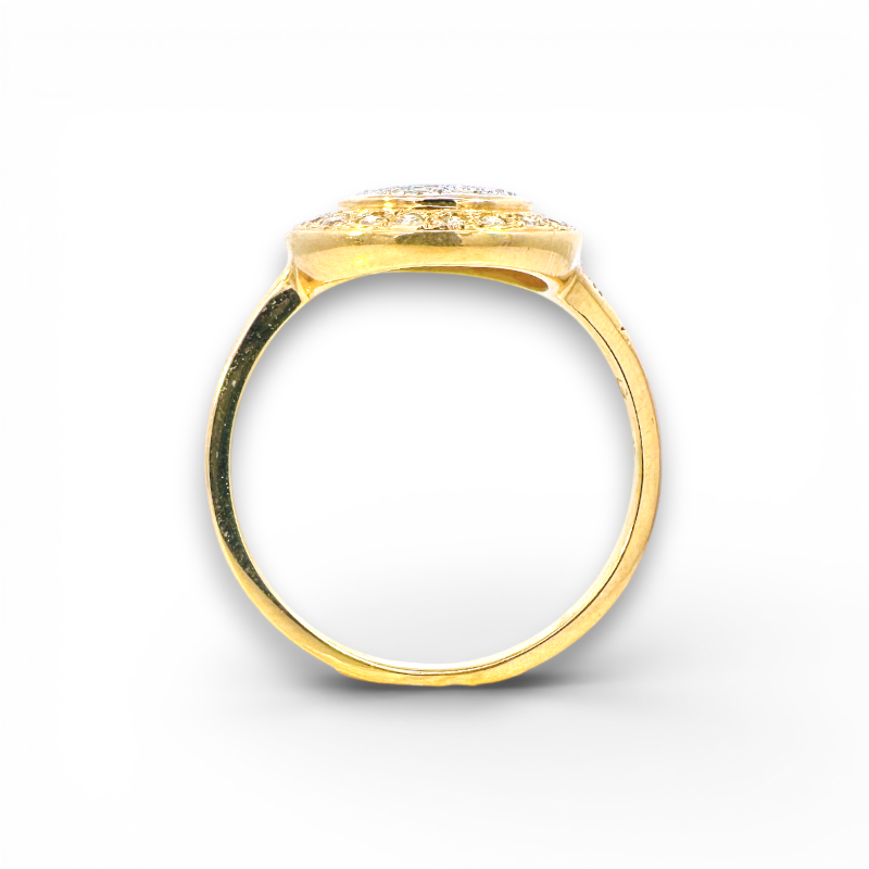Anillo solitario diamante halo cluster oro 18K