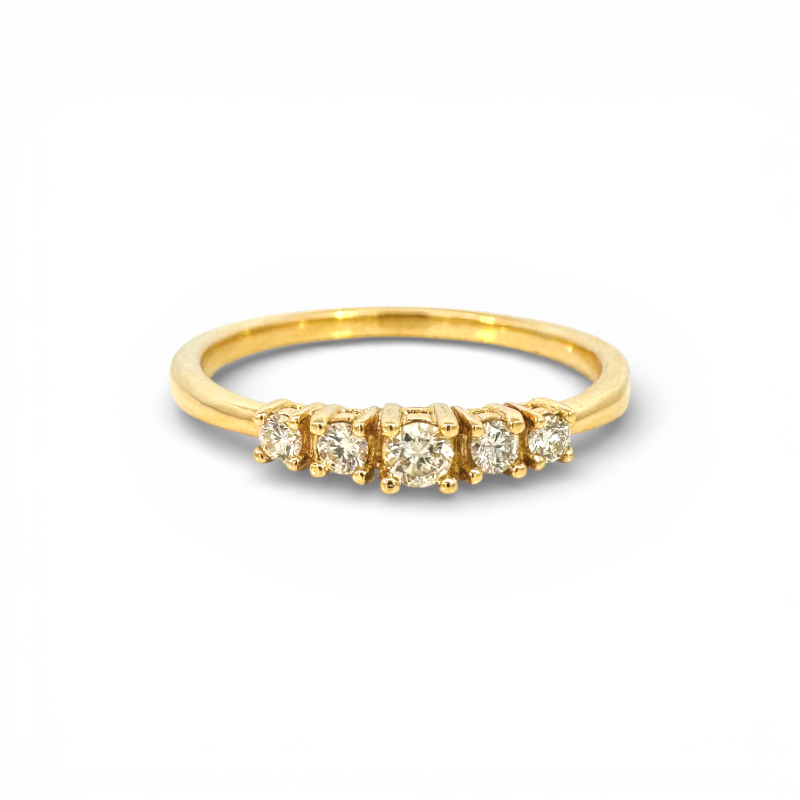 Anillo Quintillo Diamantes corte brillante oro 18K