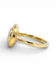 Anillo solitario diamante halo cluster oro 18K