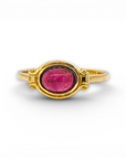 Anillo solitario turmalina roja oval en bisel oro 18K