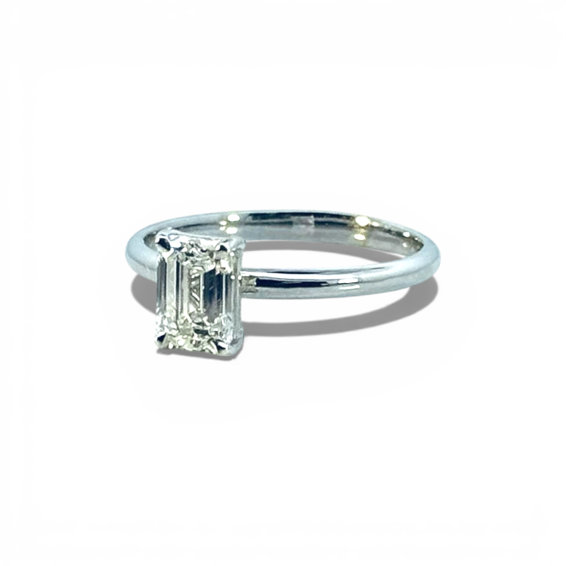 Anillo solitario Diamante Lab Corte Esmeralda 1,02 Ct Oro blanco 18K
