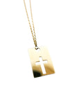 Cruz Calada en placa oro 18K con cadena