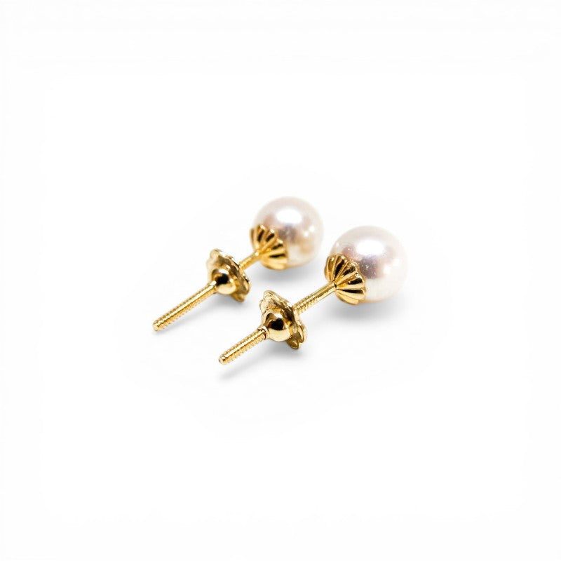 Aros Perlas Atornilladas 18K