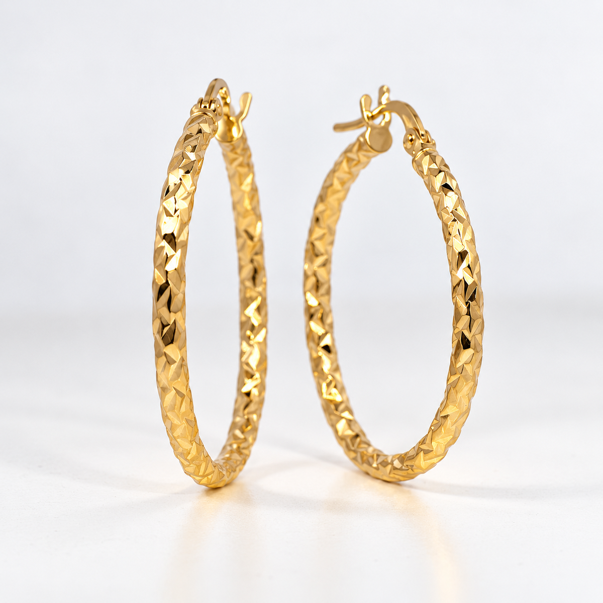 Aros argollas diamantadas 25 mm oro 18K