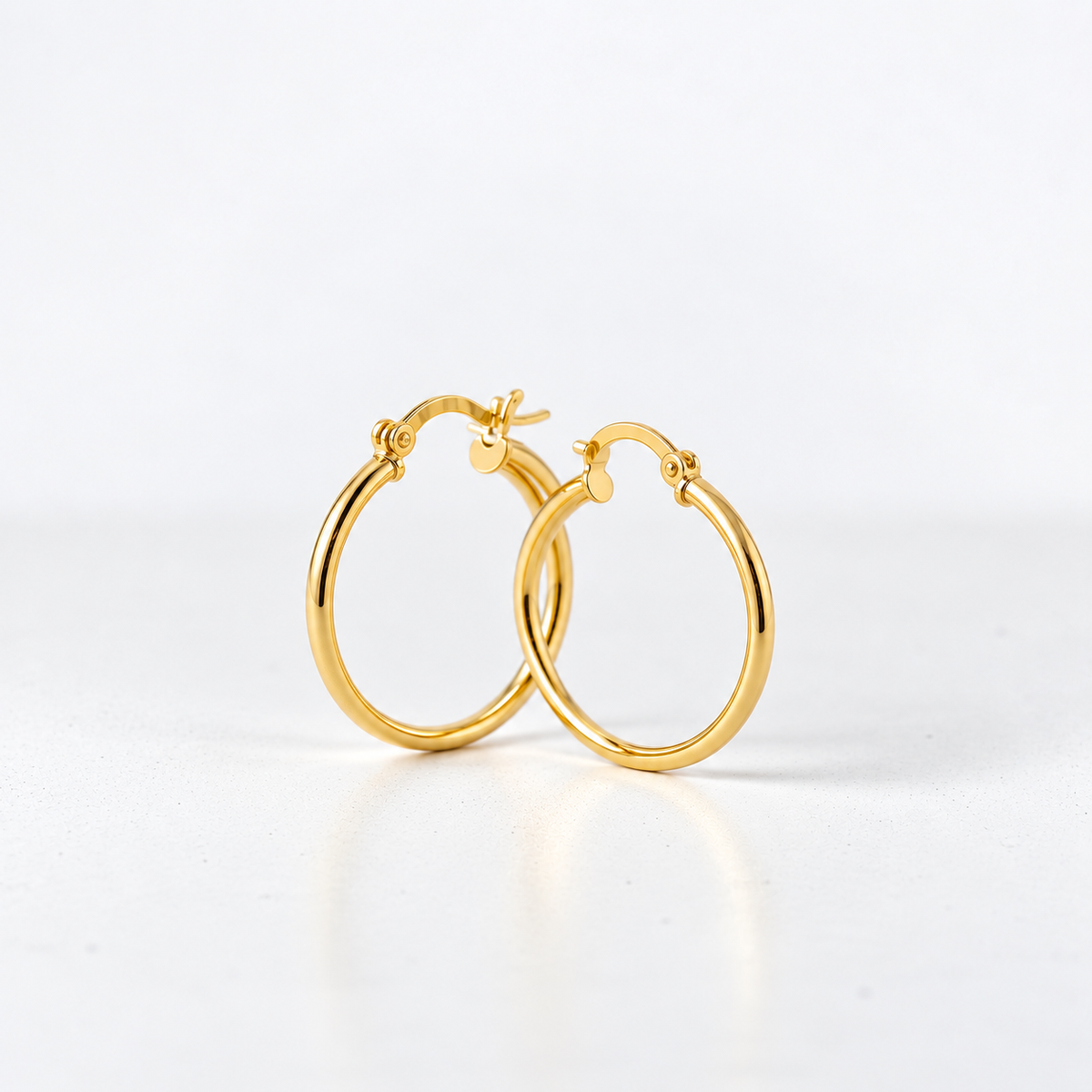Aros argollas tubulares lisas 16 mm oro 18K