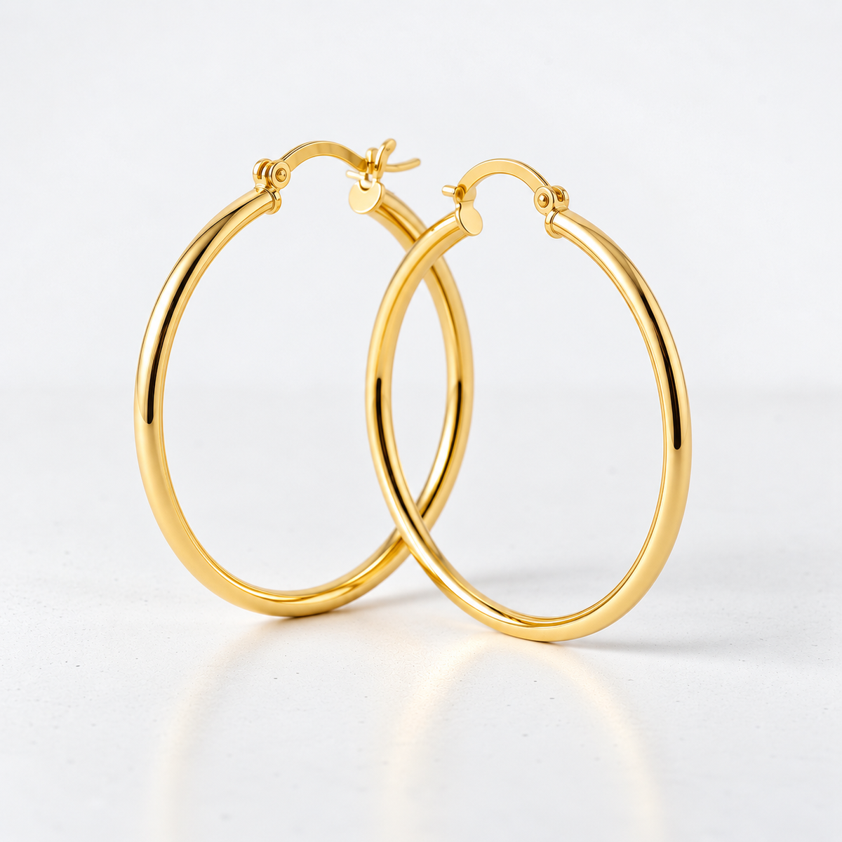 Aros argollas tubulares 2 mm oro 18K - 35 mm