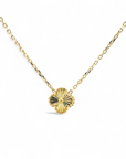 Collar cadena y colgante Flor diamantada 10K