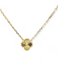 Collar cadena y colgante Flor diamantada 10K