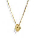 Collar cadena y colgante Flor diamantada 10K