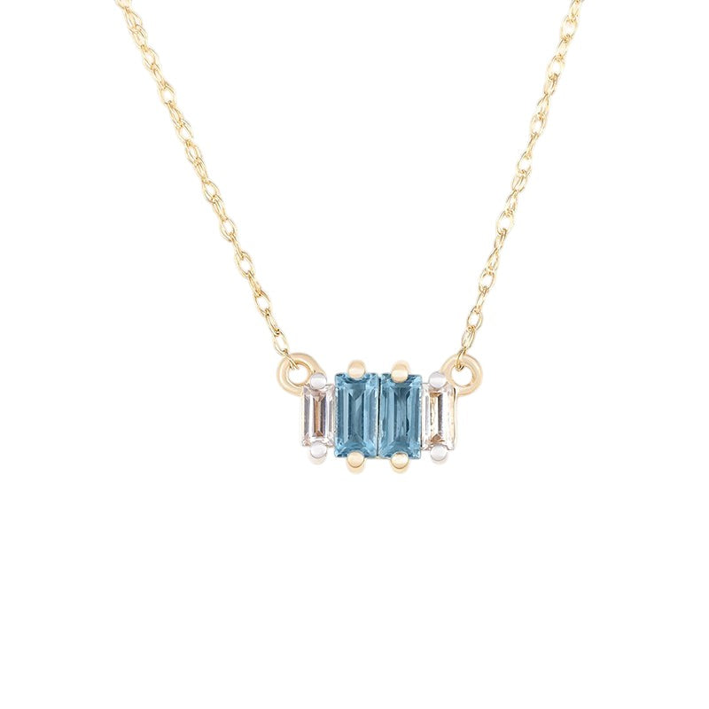 Collar Topacios y Circones Rectangulares Oro 14K