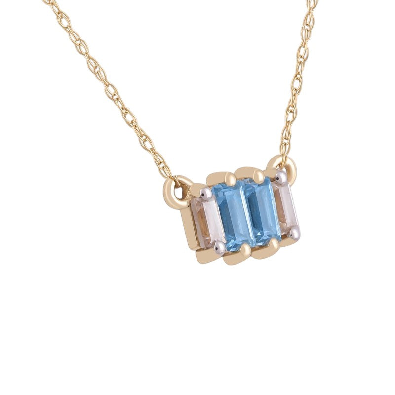 Collar Topacios y Circones Rectangulares Oro 14K