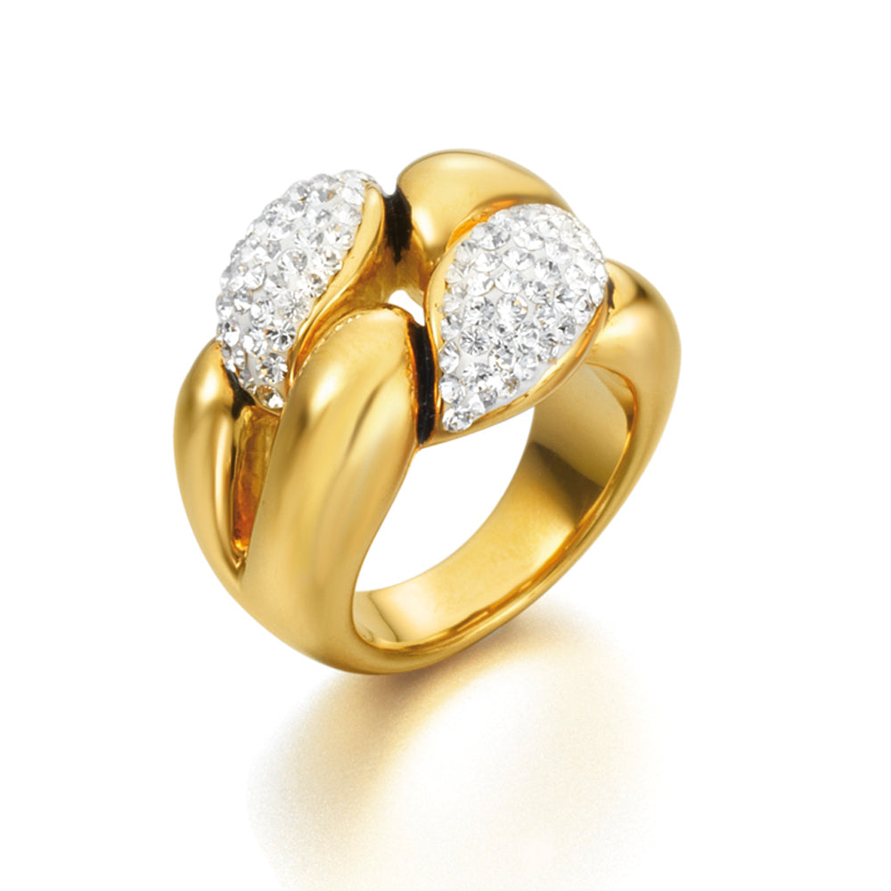 Anillo Plata Trenza Dorado Chunky