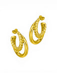 Aros argolla doble rizado y liso dorado