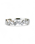 Anillo cintillo diamantes lab baguette y brillantes oro blanco 14K