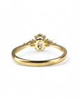 Anillo tricillo diamante lab oval y gota oro 14K