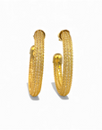 Aros argollas tejidas filigrana dorada 3,3 cm