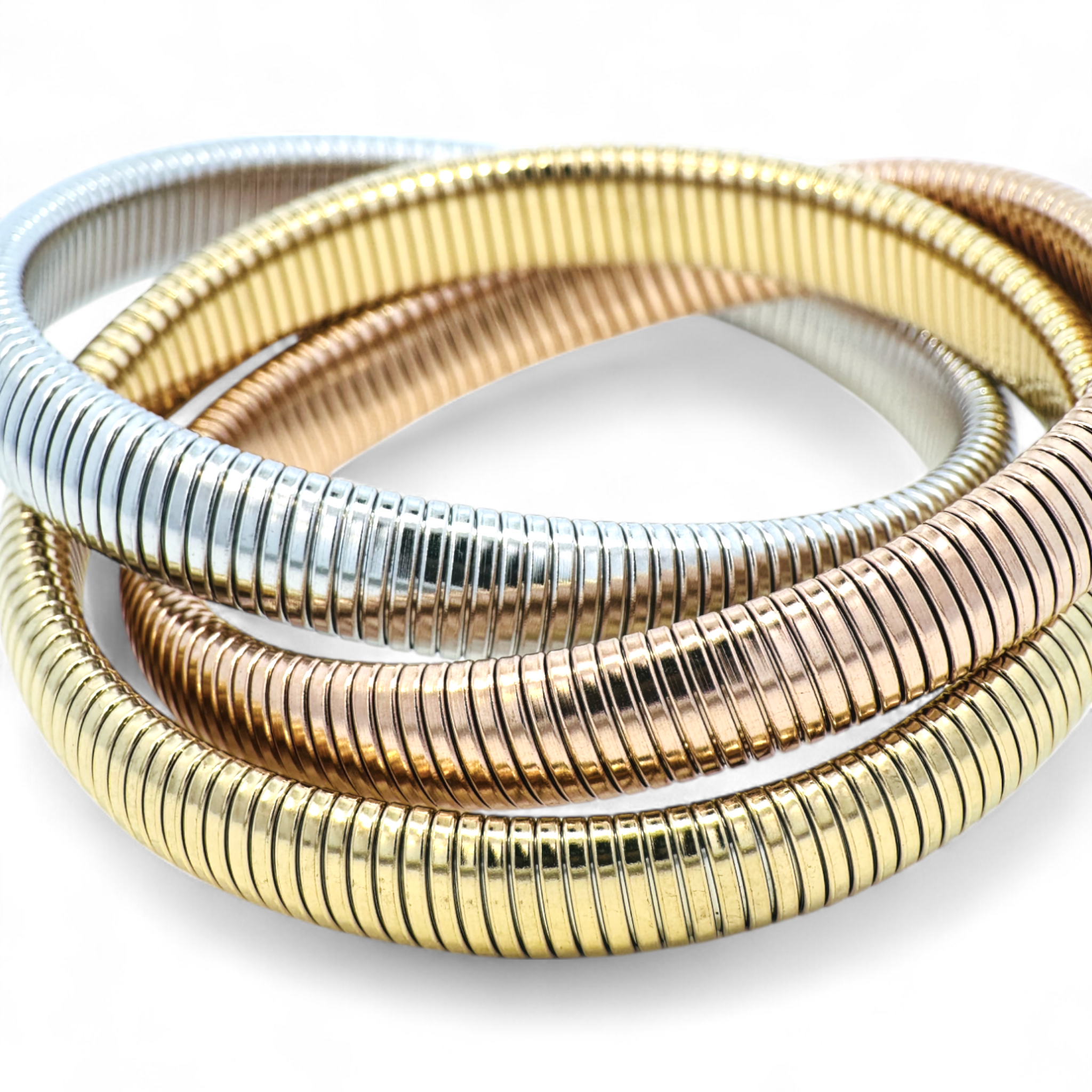 Pulseras triples de bronce tres colores