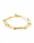 Pulsera doble clip plata 925 bañada en oro 18K