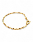 Pulsera tipo “box chain” en plata 925 bañada en oro