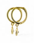 Aros argollas 12 mm circón colgante en bisel