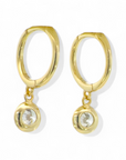 Aros argollas 12 mm circón colgante en bisel