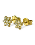 Aros diamantes en flor de oro amarillo 18K