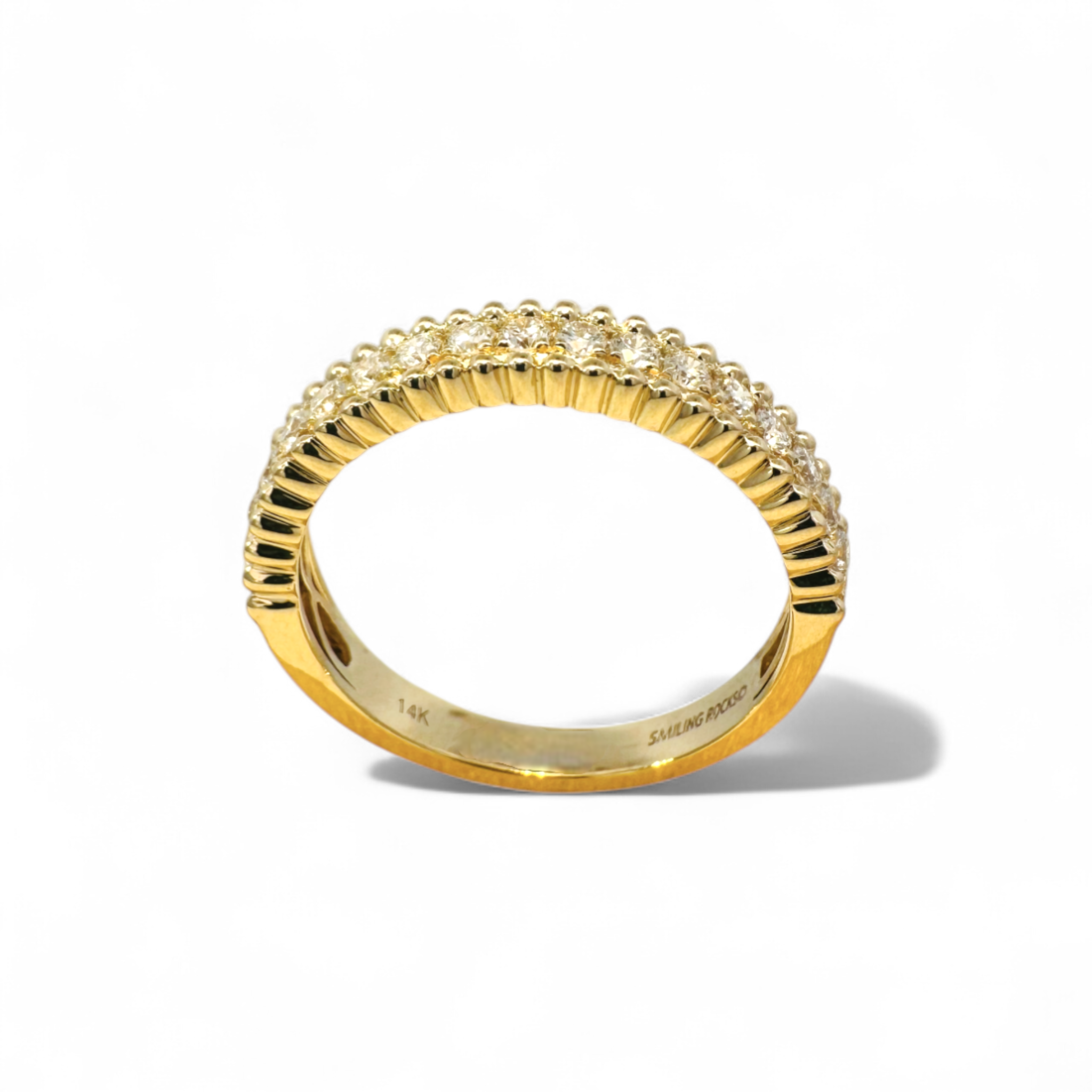 Anillo Cintillo Diamante Lab grifa con borde ruleteado