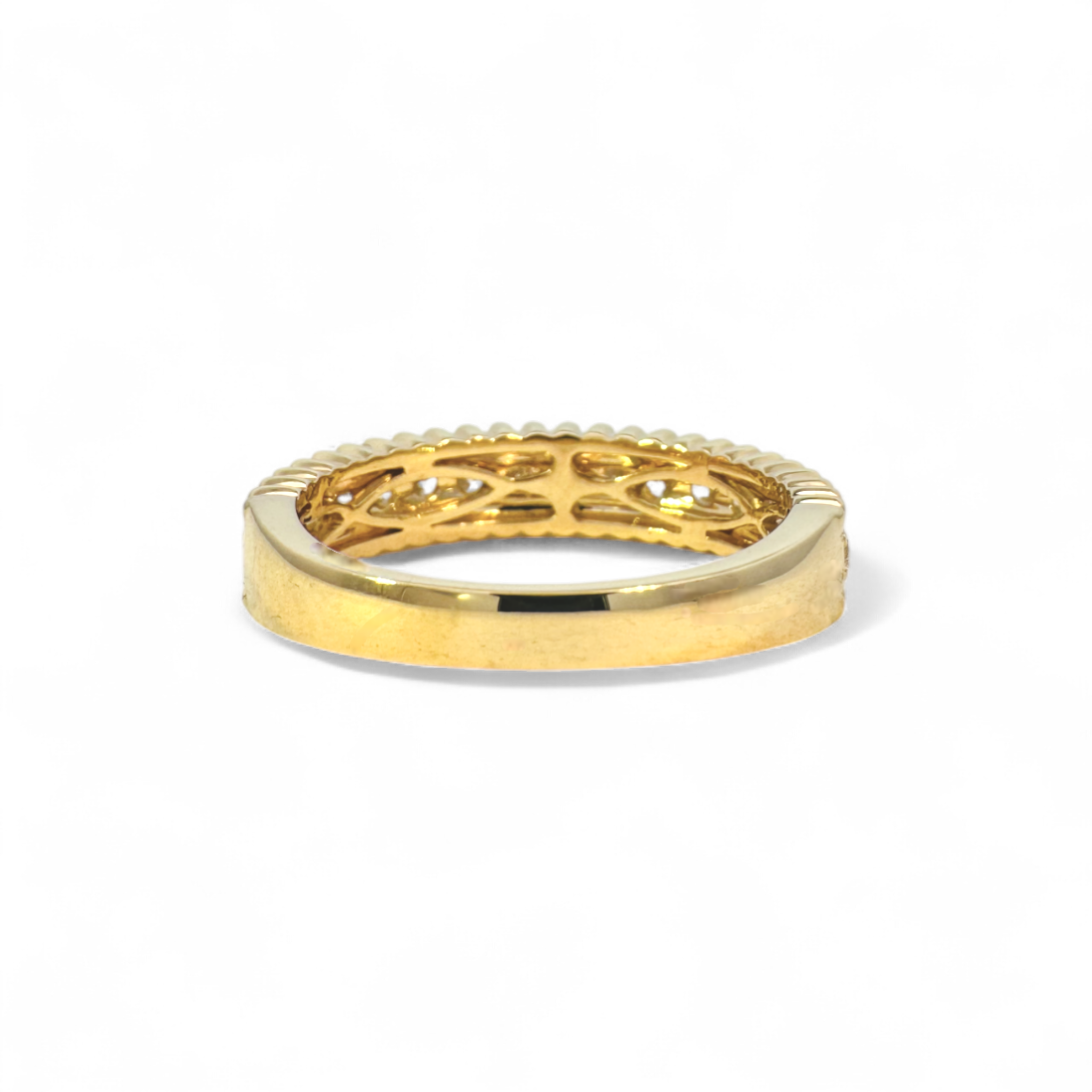 Anillo Cintillo Diamante Lab grifa con borde ruleteado