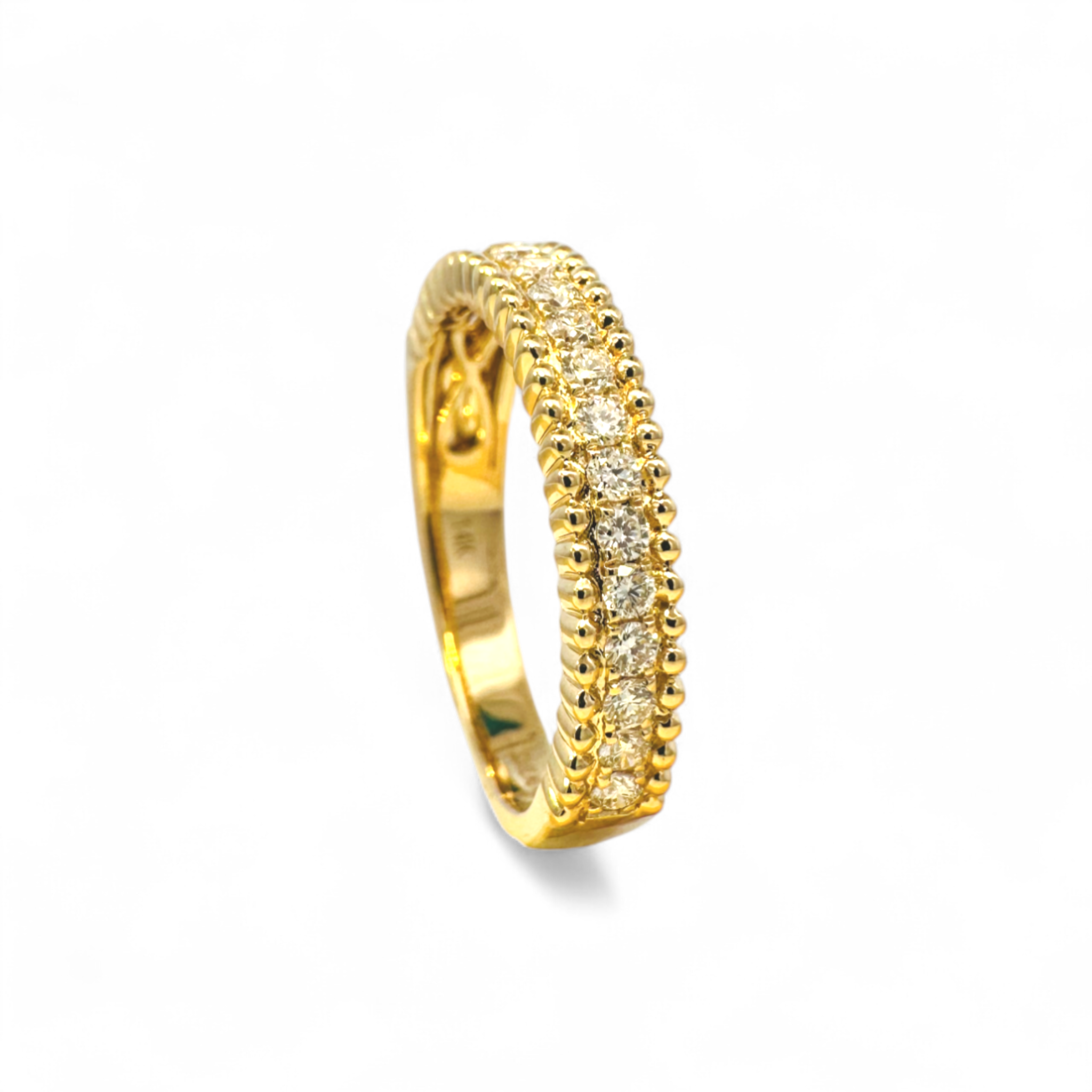 Anillo Cintillo Diamante Lab grifa con borde ruleteado