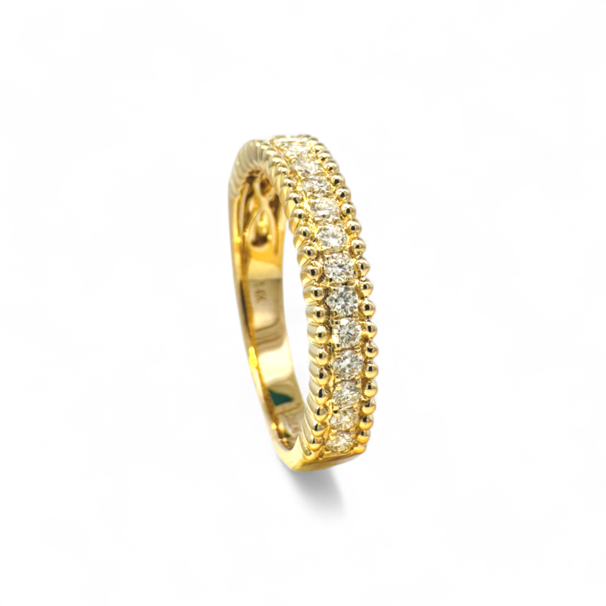 Anillo Cintillo Diamante Lab grifa con borde ruleteado