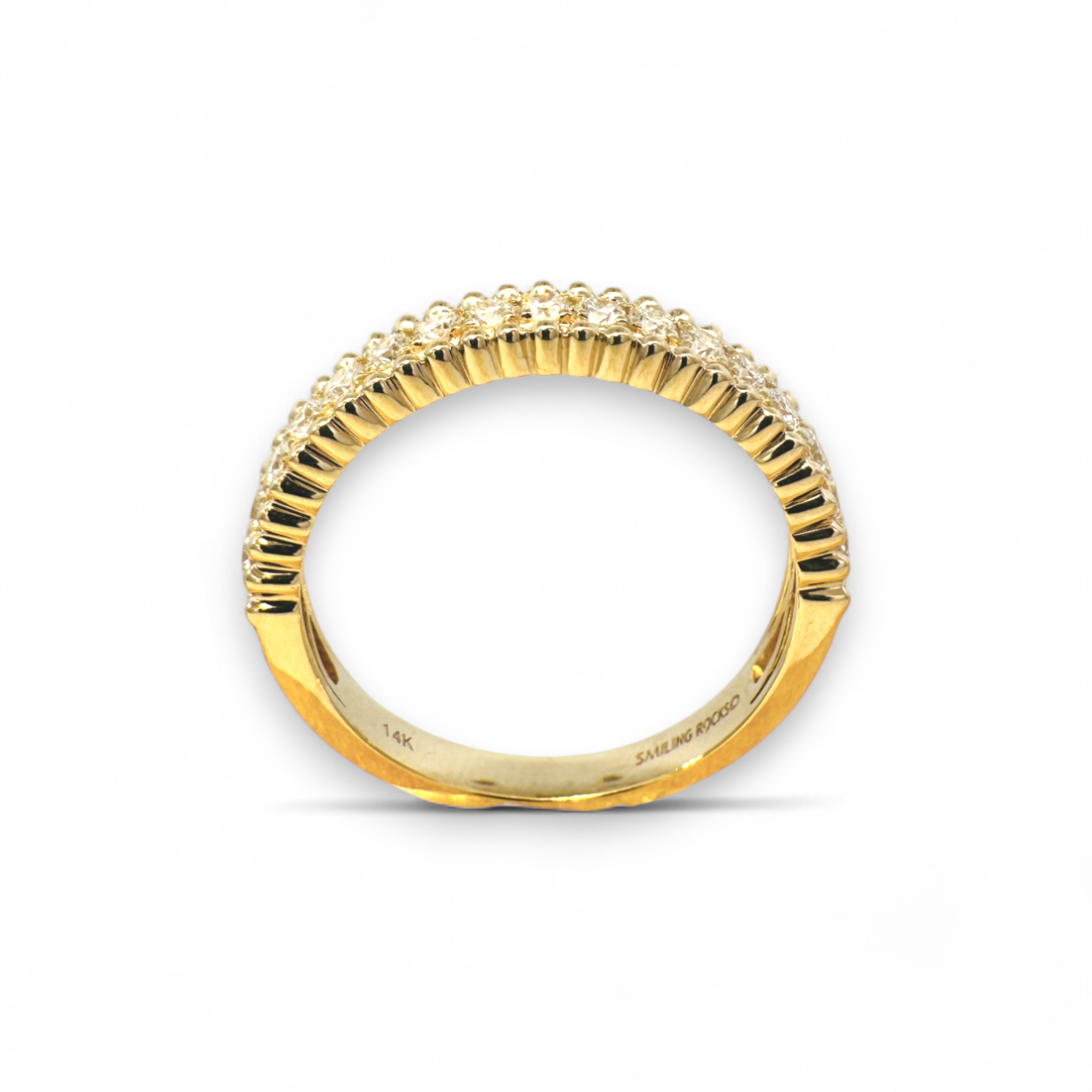 Anillo Cintillo Diamante Lab grifa con borde ruleteado