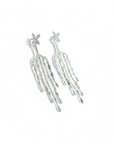 Aros colgantes palitos circones 2 en 1 plata 925