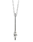 Collar cadena y colgante barrita Flor mini duo Plata - Xime Carbacho
