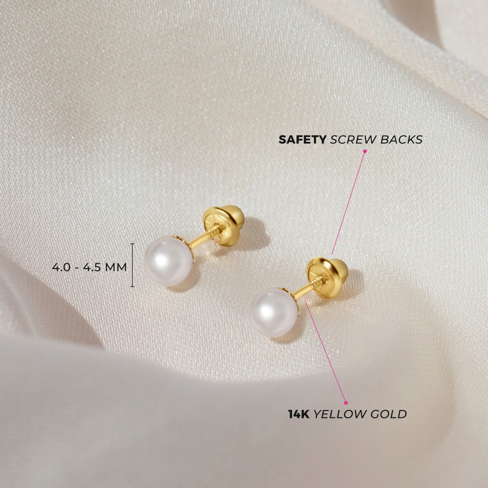 Aros Abridores Perlas naturales Oro 14K 4 - 4.5 mm