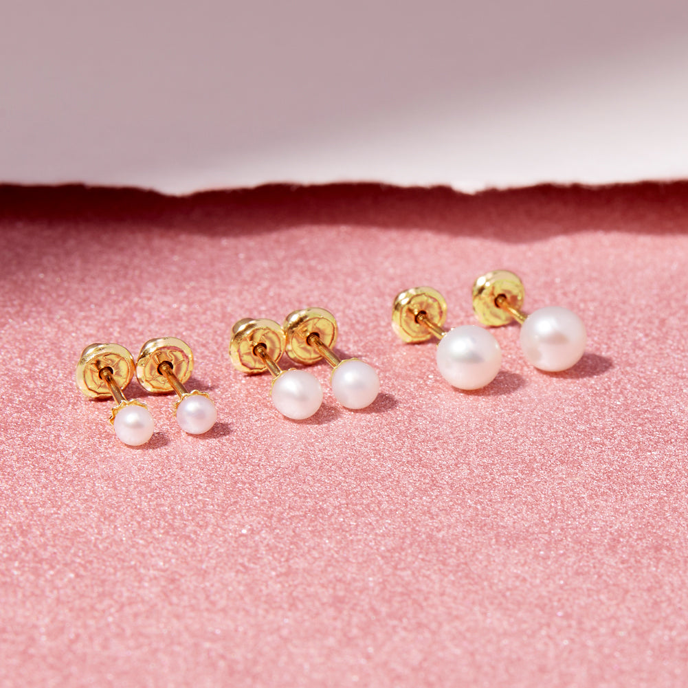 Aros Abridores Perlas naturales Oro 14K 4 - 4.5 mm