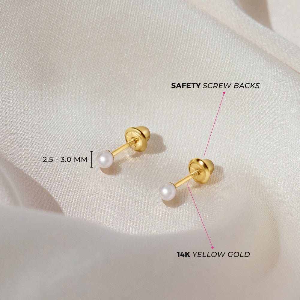 Aros Abridores Perlas naturales Oro 14K 2.5 - 3 mm