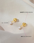 Aros Abridores Perlas naturales Oro 14K 2.5 - 3 mm